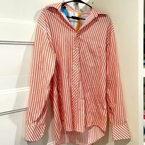Ted baker London dress shirt orange stripe button up size 16-34/35